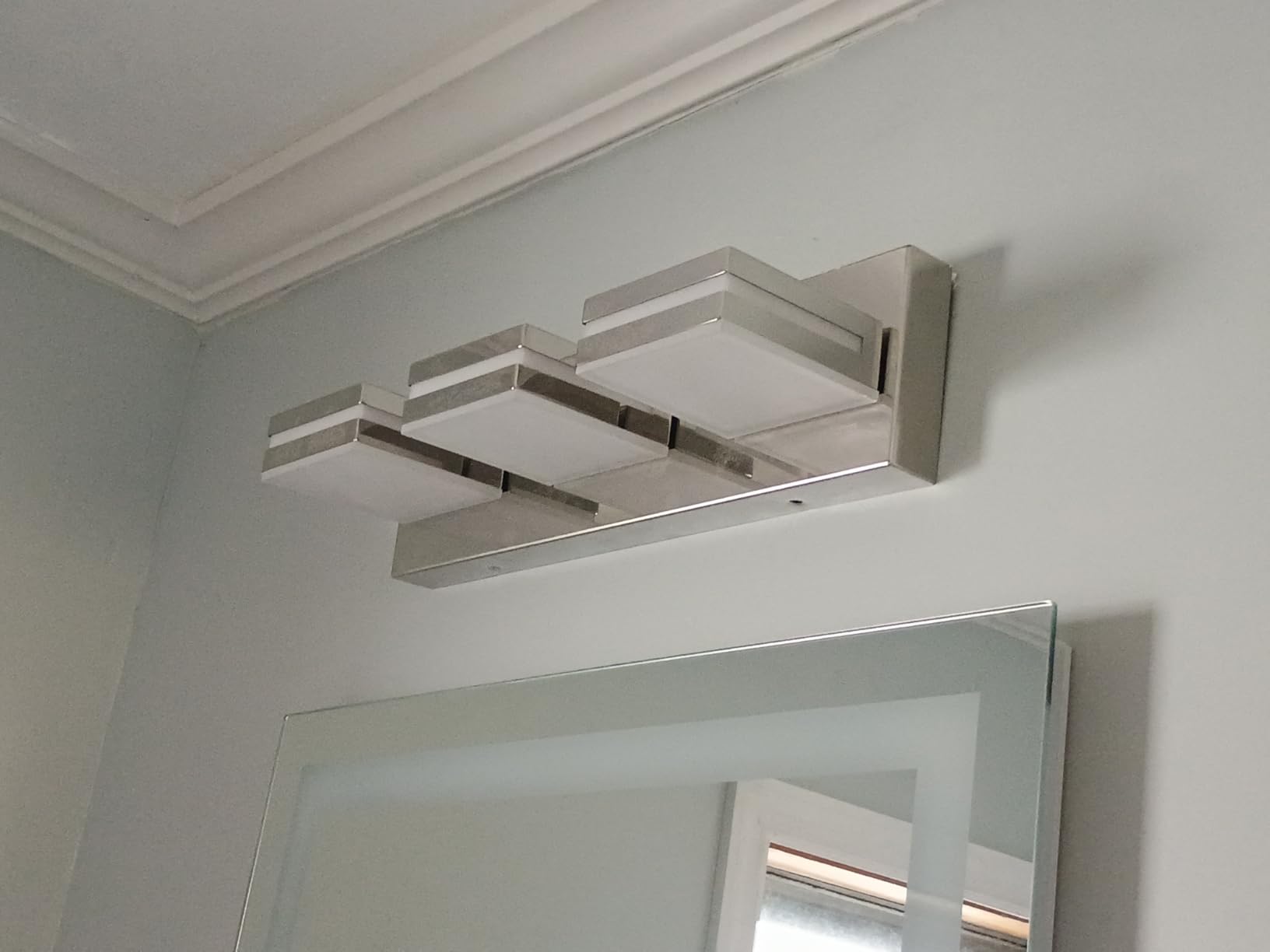 Modern LED Stainless Steel Chrome Acrylic Bathroom Lights Fixtures 3-Light customer photo 2