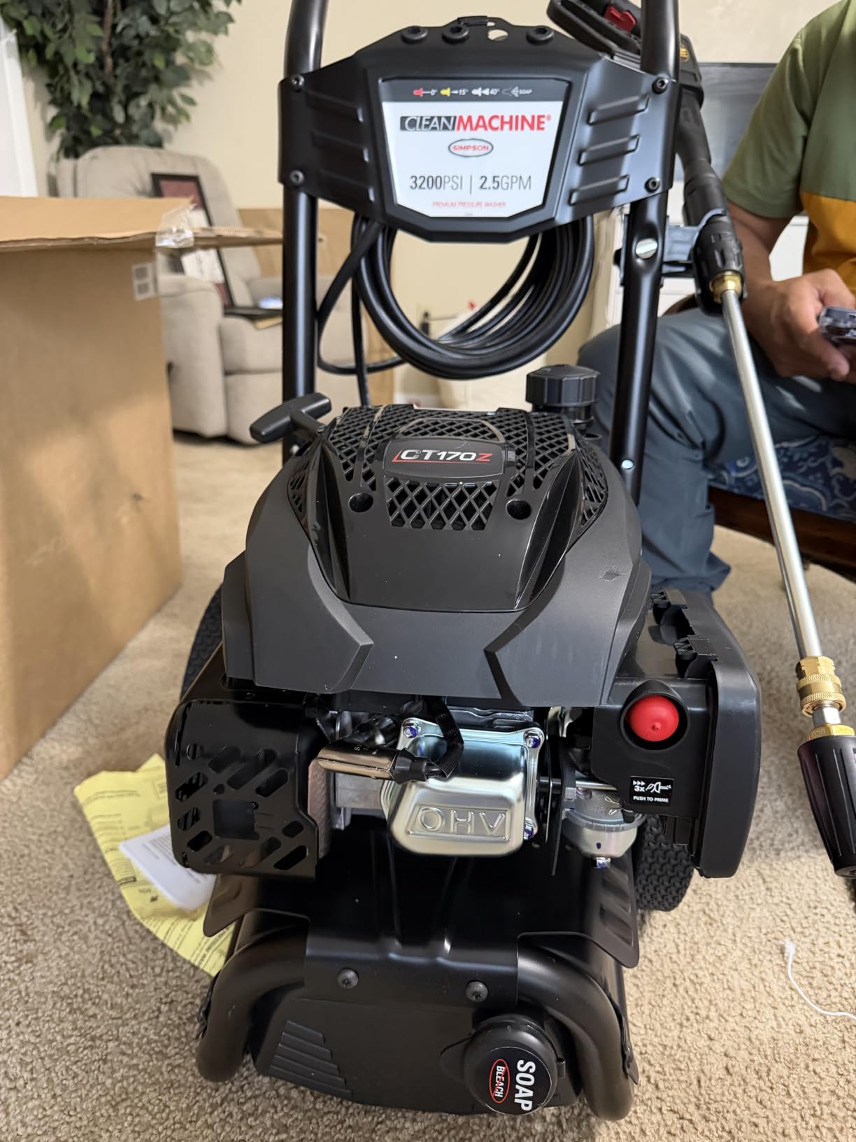 Simpson Clean Machine 3200 PSI Gas Pressure Washer, 2.5 GPM, Turbo Nozzle | Gas Power Washer For Homeowners. Axial Cam Pump, Built-in Soap Tank, Turbo Nozzle, 25' Hose. 49-State Compliant. CM61456 customer photo 1