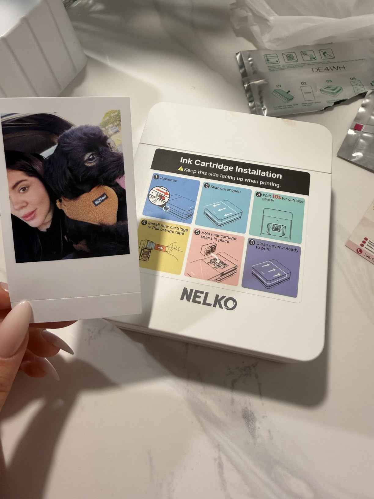 Nelko PP01 Photo Printer, 2x3 Portable Photo Printer, Mini Printer, White | Instant Color Inkjet Printer for Smartphone, Sticky-Back Photos, Bluetooth Compatible with iOS & Android, AI App Editing customer photo 1