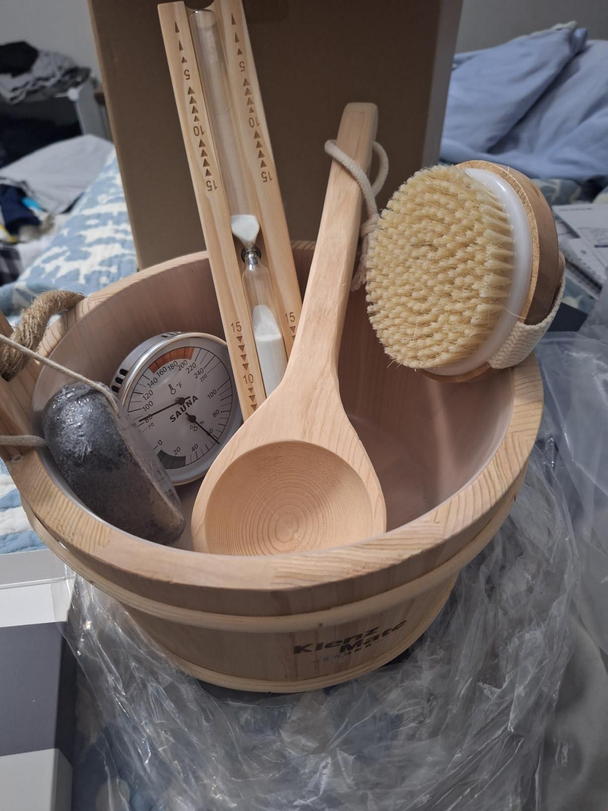 6 Pcs Sauna Accessories Kit, Wooden Sauna Bucket and Ladle Set, Handmade customer photo 2