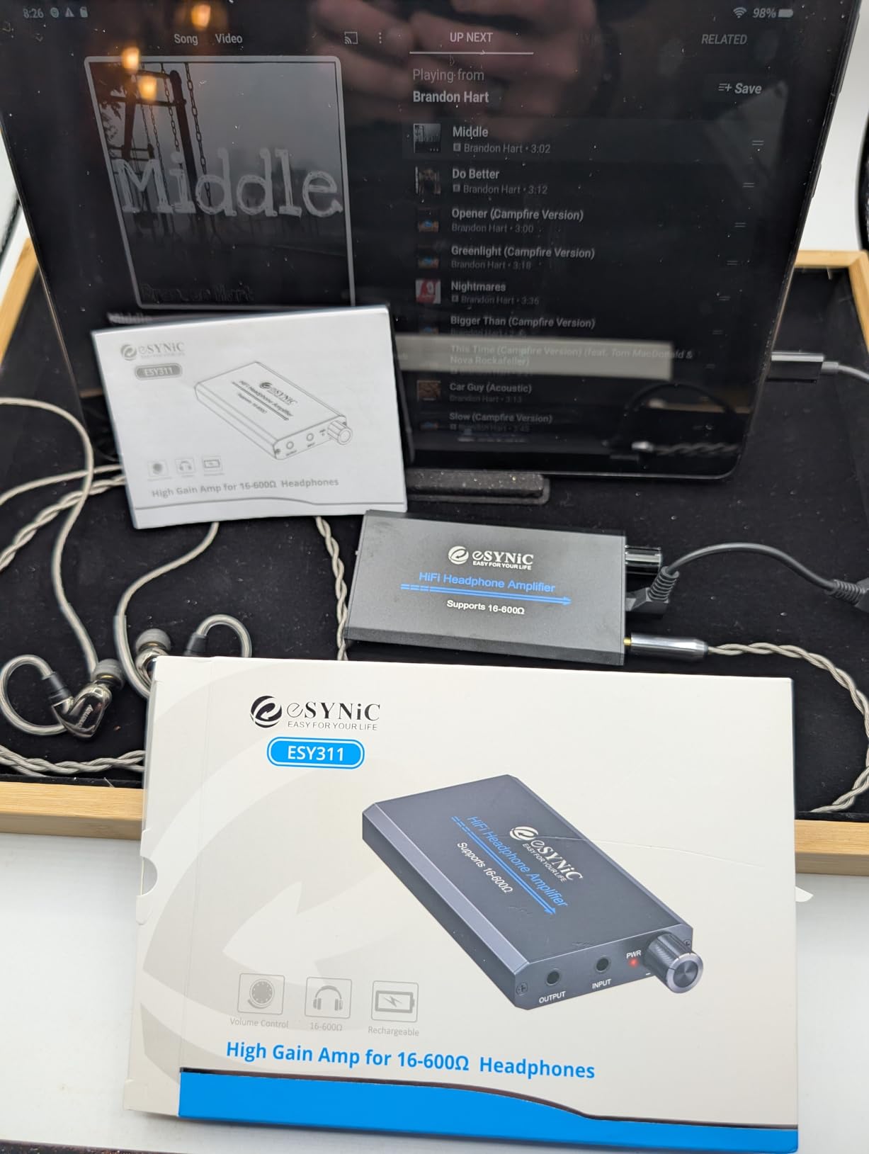 eSynic Rechargeable 16-600Ω Headphone Amplifier Portable with Gain Switch customer photo 1