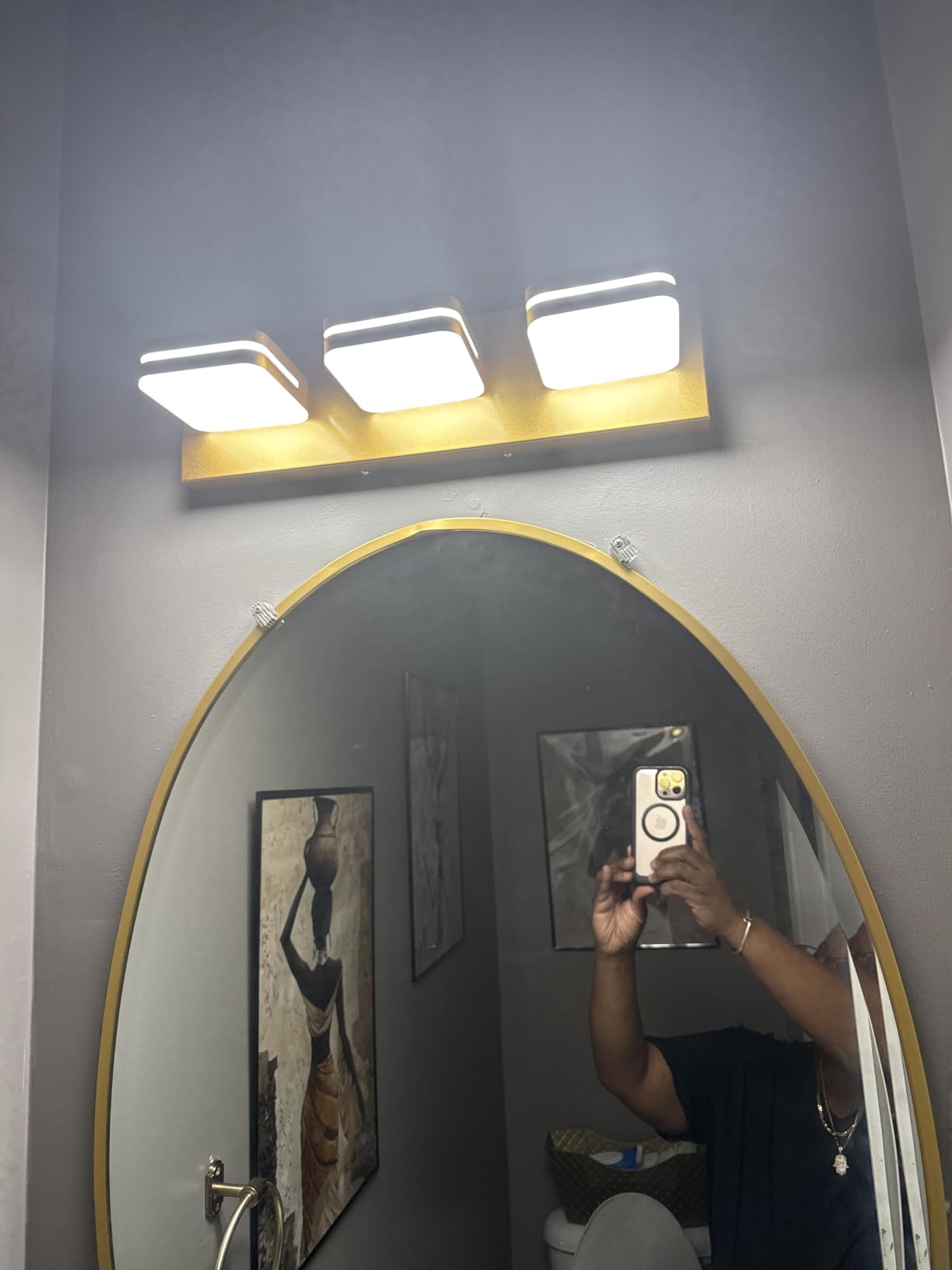 Torondo 360° Rotate LED Bathroom Vanity Light Fixtures, Acrylic Vanity Lights for Bathroom, Modern Wall Lighting Fixtures Over Mirror Living, Brushed Nickel, Natural White, 3-Light, 17-Inch customer photo 1