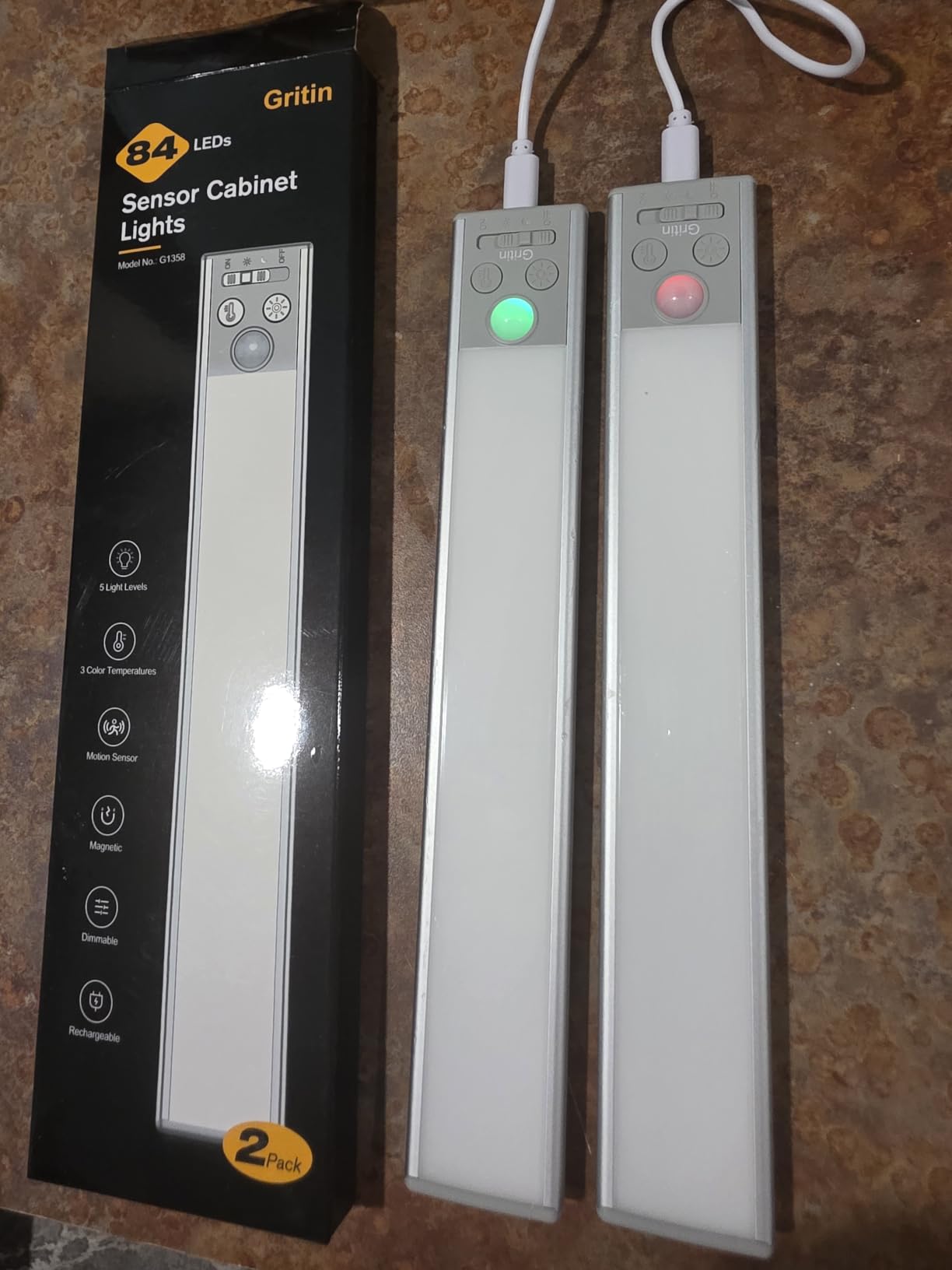 Gritin 14.7inch Under Cabinet Lighting Rechargeable 2 Pack customer photo 2