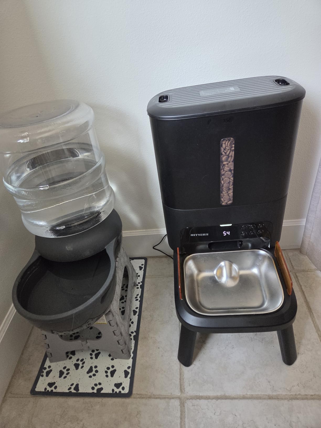 Automatic Dog Feeder for Large Breed - 15L/ 63 Cups Anti-Clog Dog Food Dispenser for 2-23mm Kibble, Elevated Stand, Large Food Tray, Dual Power, Up to 50 Portions 6 Meals Per Day, Keeps Fresh customer photo 1