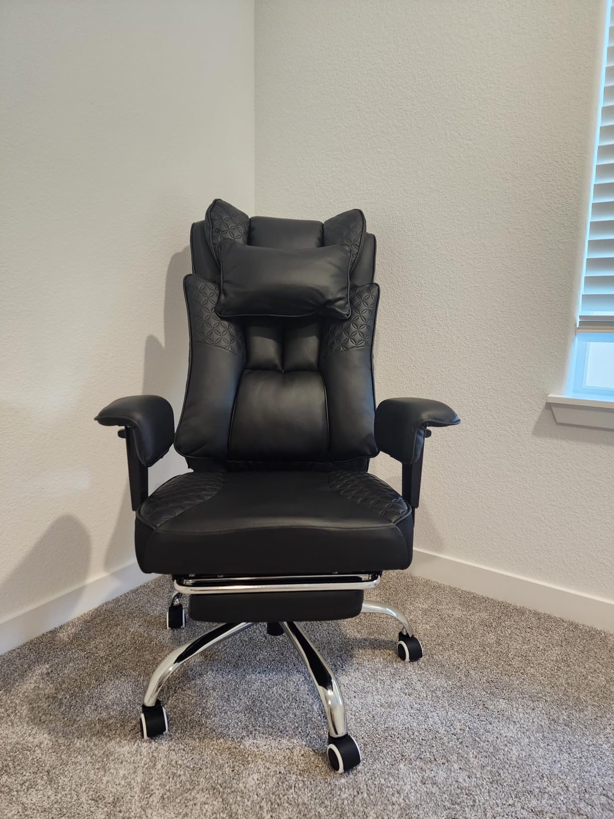 GTPLAYER Big and Tall Office Chair Wide Ergonomic Gaming Chair with Deluxe Embossing Designed Leather with Foot Rest,150°Reclining Adjustable Soft Armrests Pocket Spring Back Support and Pillow customer photo 2