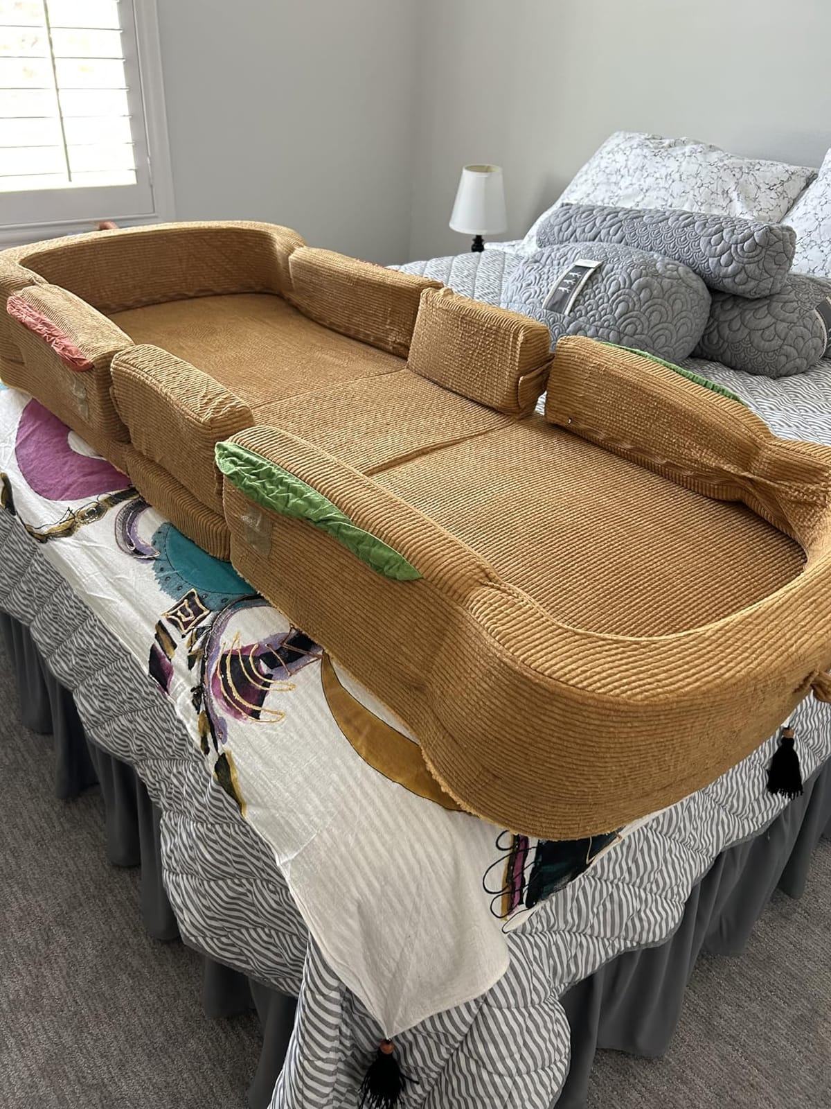 Toddler Travel Bed Sandwich Style - Portable Toddlers Floor Beds, Foldable Soft Foam Travel Bed for Baby and Kid, Washable Cover Toddler Cot with Safety Rail for Travel, Home/Travel Sleep customer photo 2