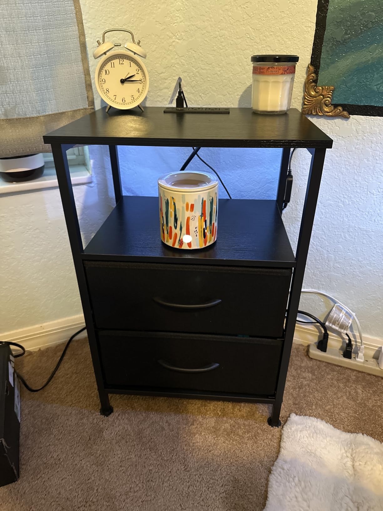 SONGMICS Nightstand with Charging Station, 2 Fabric Drawers customer photo 1