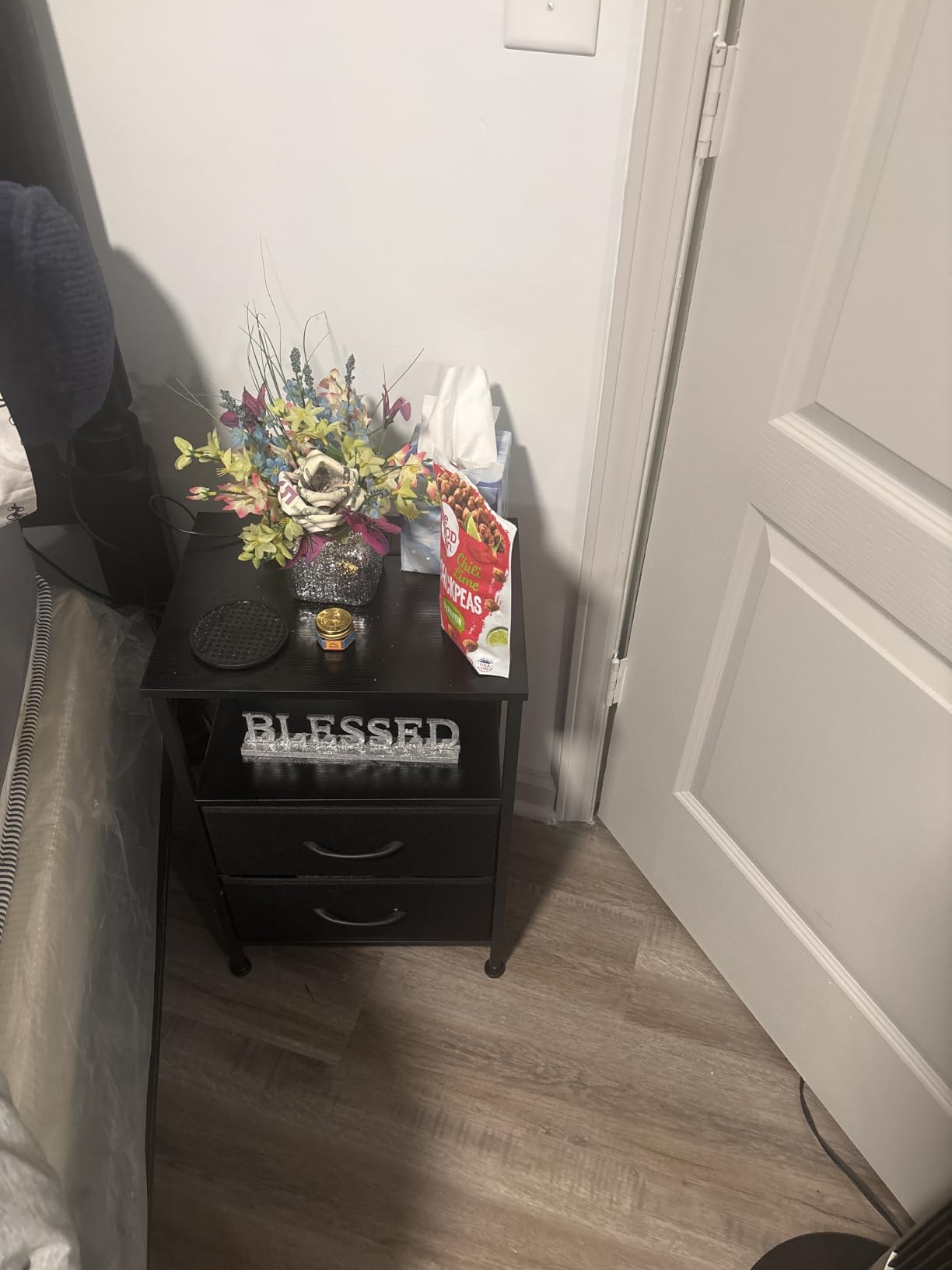 SONGMICS Nightstand with Charging Station, 2 Fabric Drawers customer photo 2