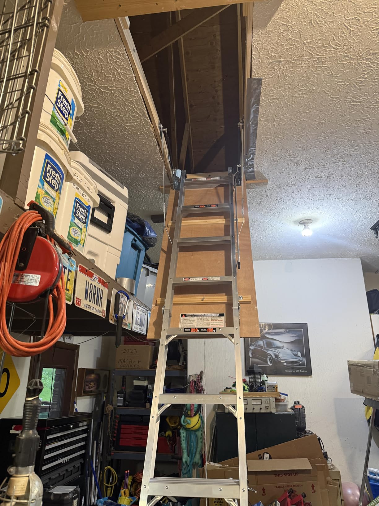 Vantic 10 Ft Aluminum Attic Ladder Pull Down System for 22.5