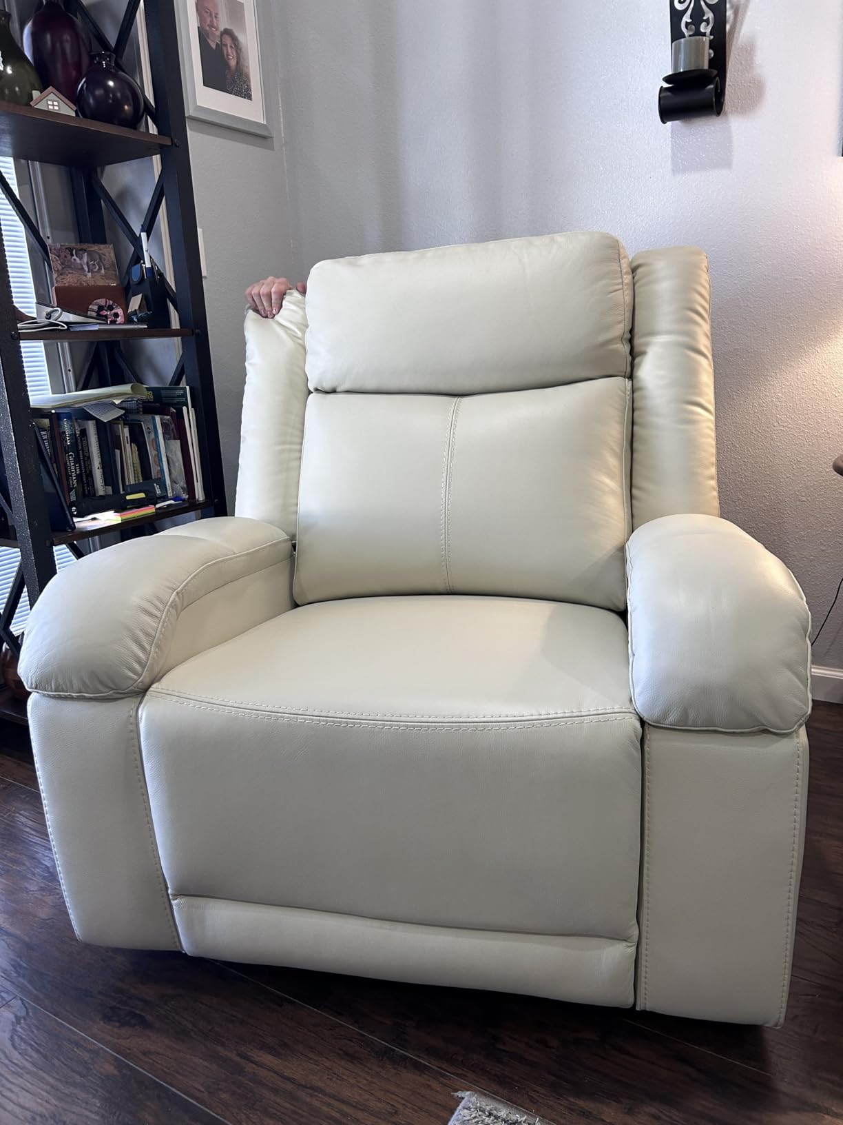 Watson & Whitely Oversized Genuine Leather Power Recliner Chair, Navy Blue customer photo 2