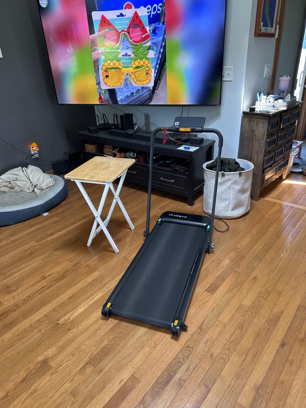 UREVO Strol 2E Smart 2-in-1 Folding Treadmill, Compact Walking Pad with Safety Handle, Plug and Play, Standing Desk Treadmill with Dual LED Display, Smart APP, Walking or Running for Home customer photo 2