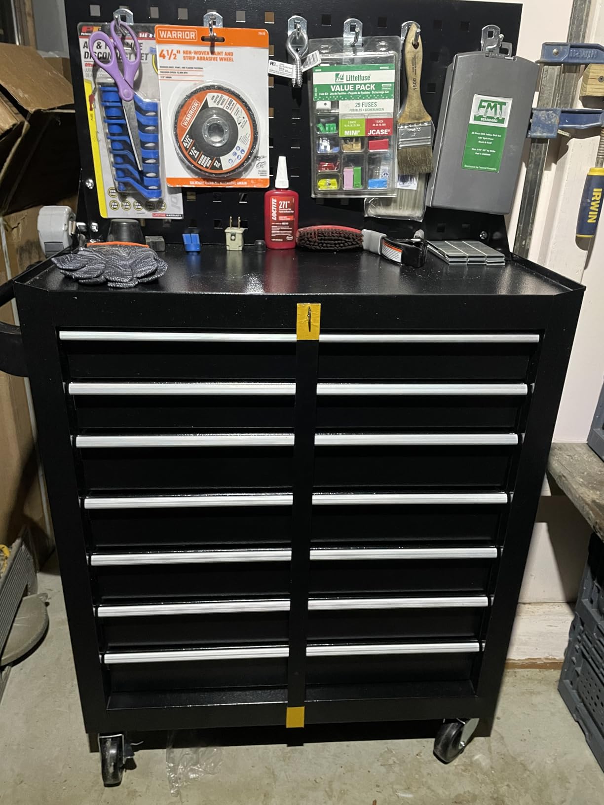 INTERGREAT 7 Drawers Rolling Tool Chest with Pegboard, Metal Tool Chest with Drawers, Tool Storage Cabinet with Wheels for Garage, Workshop, Repair Shop, Black customer photo 1