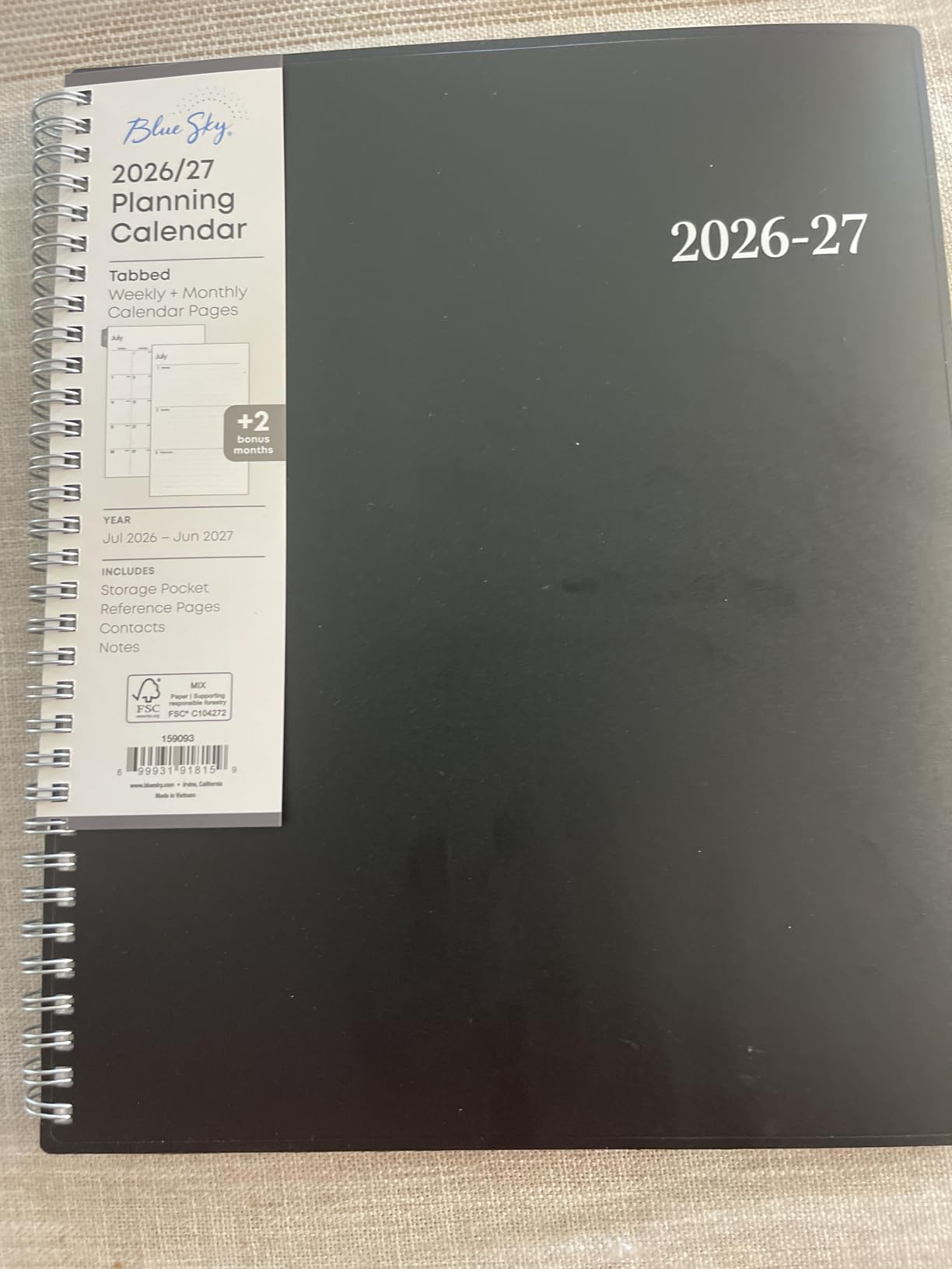 Blue Sky 2026-2027 Weekly & Monthly Academic Planner, 8.5