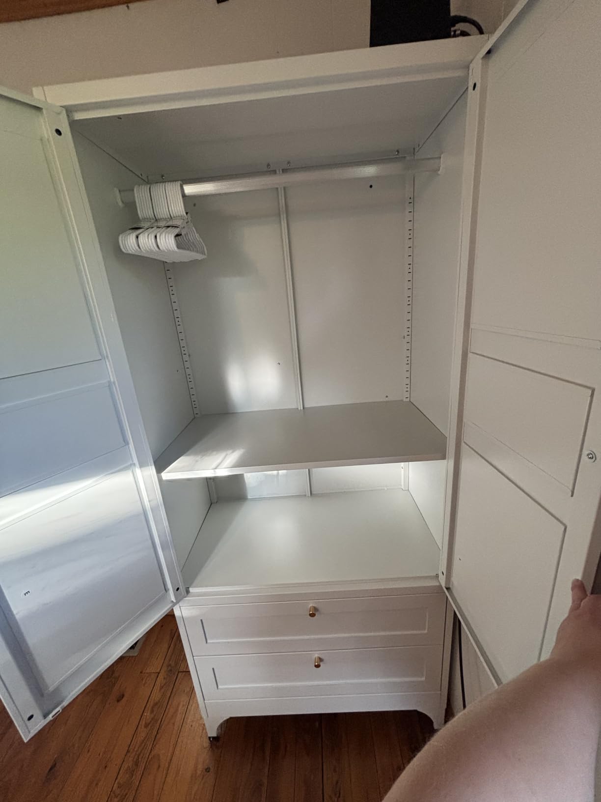 Letaya Metal Armoire Wardrobe Closet with Drawers,Clothing Storage Cabinet with Doors and Shelves,Coat Closet with Hanging Rod,Bedroom,Home,Cloak Room,White-71 H x 32