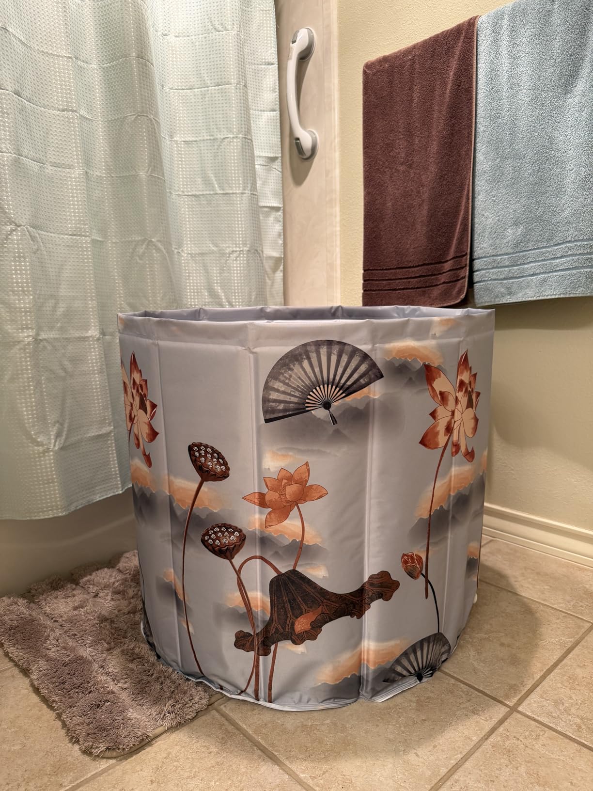 Portable Bathtub for Adult, Foldable Soaking Bathtub for Hot SPA&Ice Bath, Foldable Small Bathtub collapsible bathtub for Bathing, 6-layer Insulated portable tub,Space-Saving (black, 25.9X27.5 IN) customer photo 1