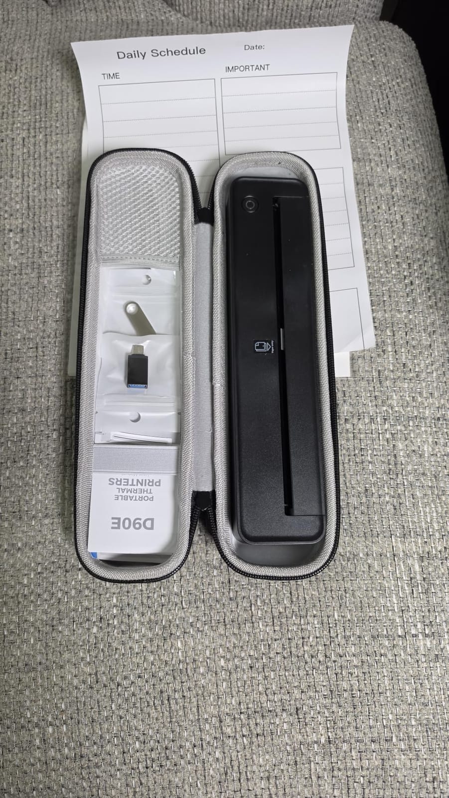D90E Inkless Portable Thermal Printer with Case – 8.5