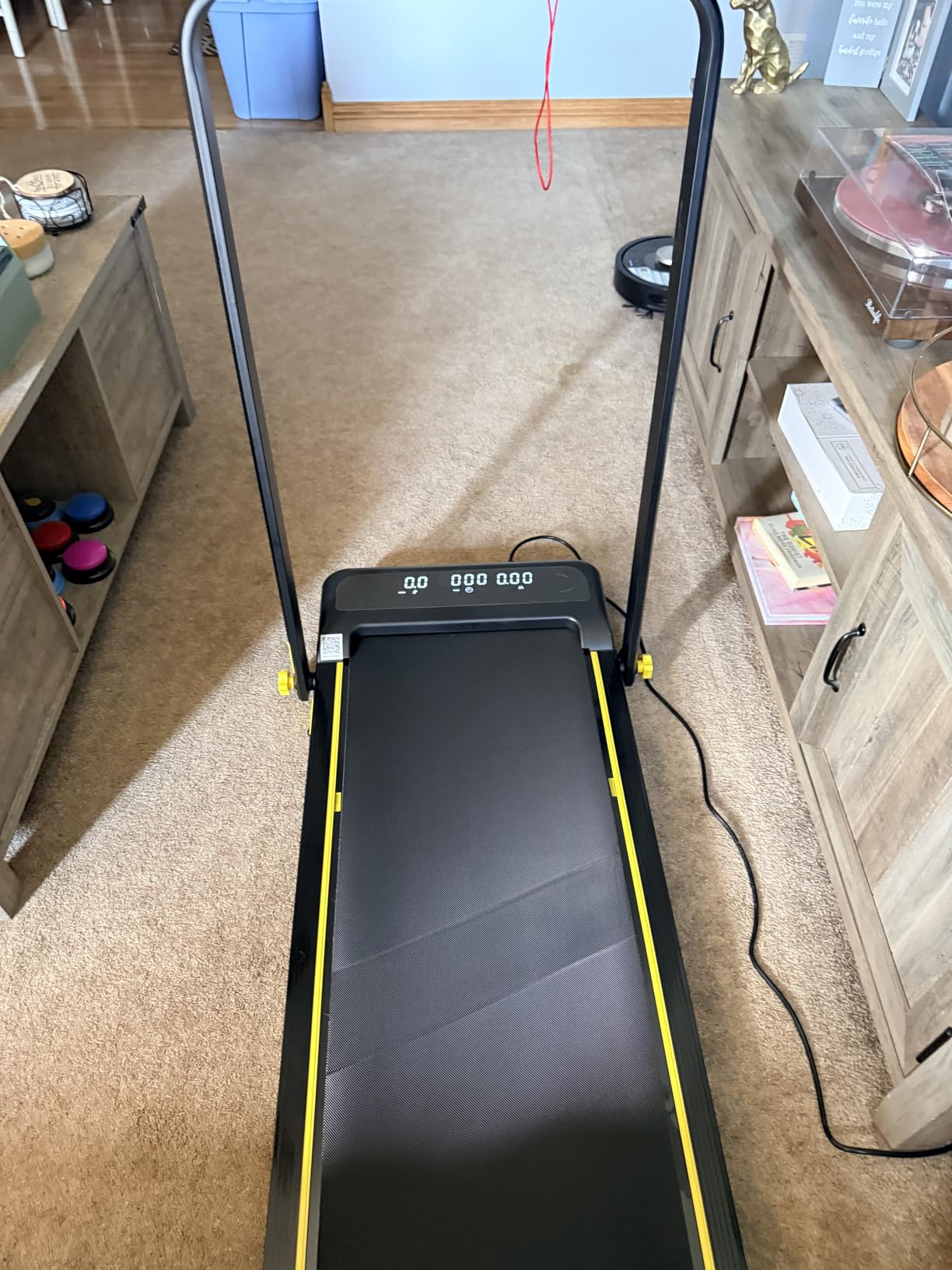 YPOO Foldable Treadmill with Incline, Walking Pad with Handle Bar 3 Level Incline, Portable Folding Treadmills for Home/Office 300 Lbs Capacity, Quiet Desk Treadmill with Remote Control & APP customer photo 1