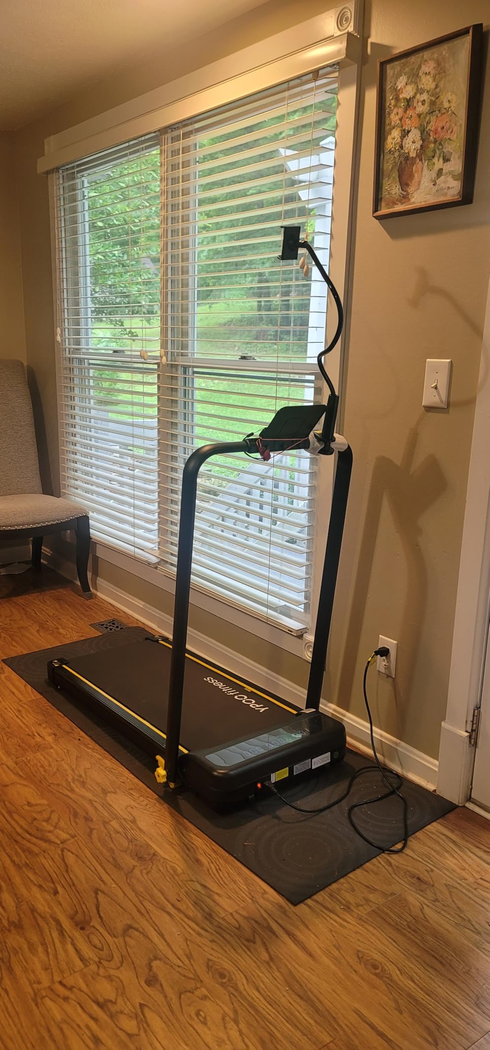 YPOO Foldable Treadmill with Incline, Walking Pad with Handle Bar 3 Level Incline, Portable Folding Treadmills for Home/Office 300 Lbs Capacity, Quiet Desk Treadmill with Remote Control & APP customer photo 2