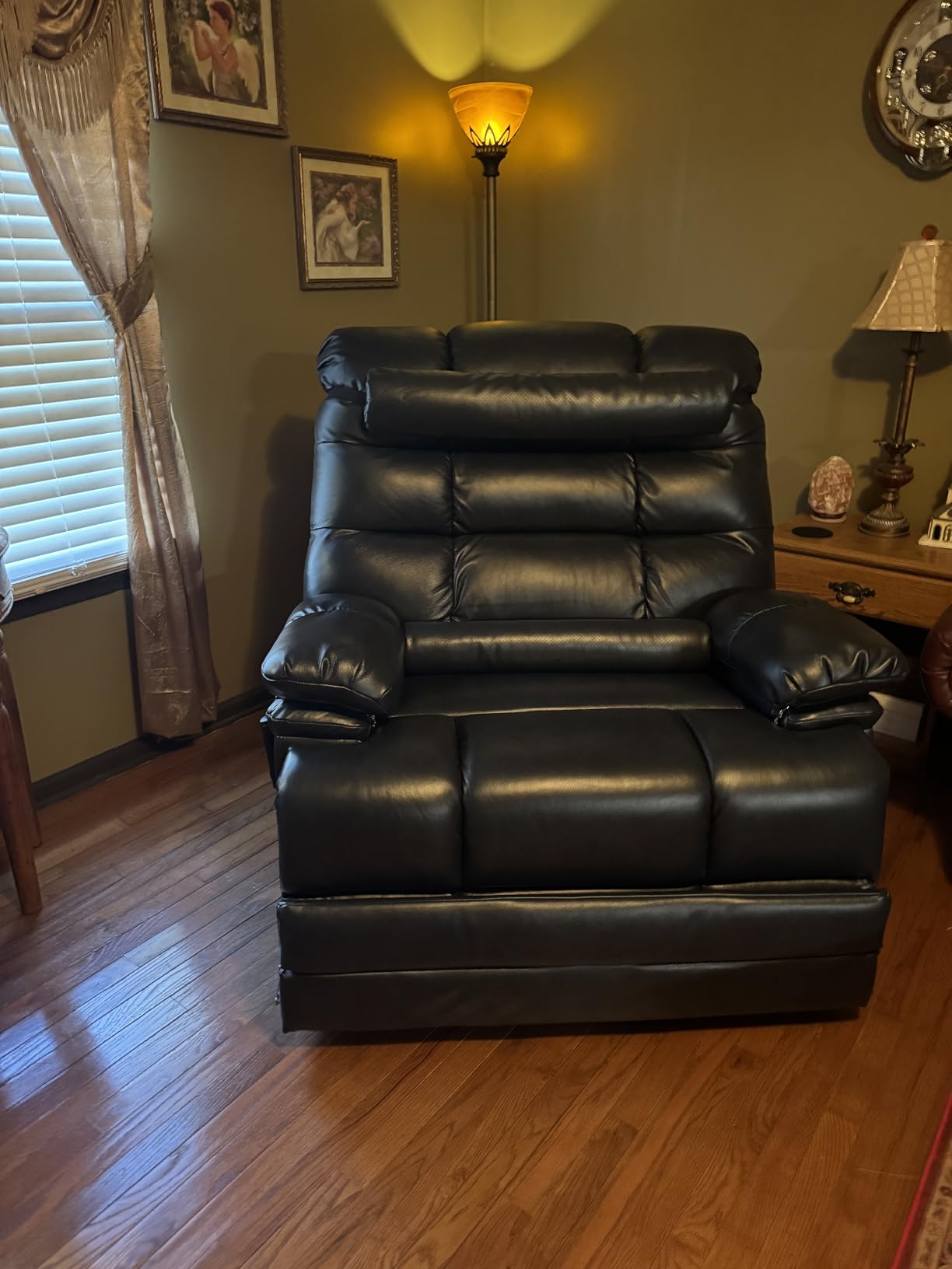 DYNOX 400 LBS Lift Chairs for Big & Tall Seniors Power Lay Flat Recliner with Heat Massage Electric Lift Recliner Chair Bed, Extended Footrest(9205L,Faux Leather, Dark Brown) customer photo 2