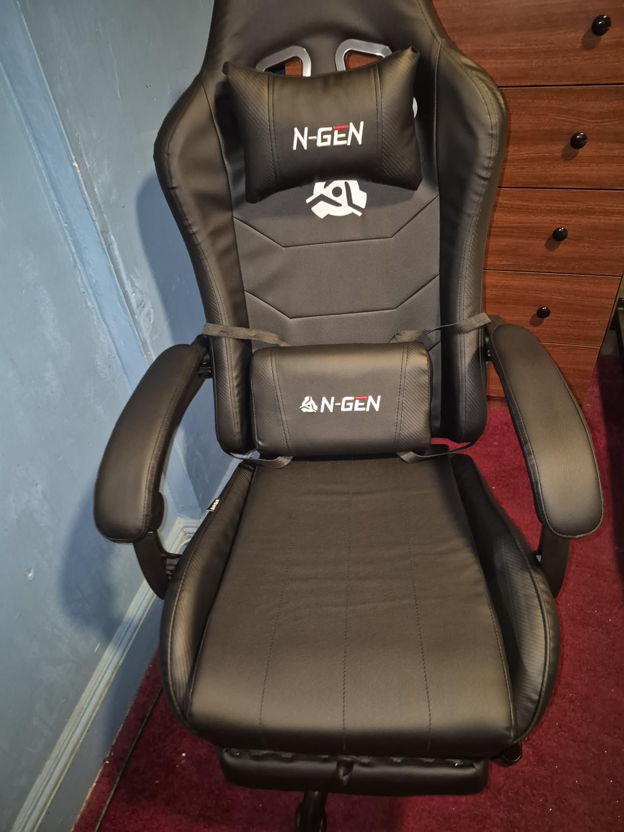N-GEN GAMING Gaming Chair with Footrest, Lumbar, High-Back, All Black customer photo 1