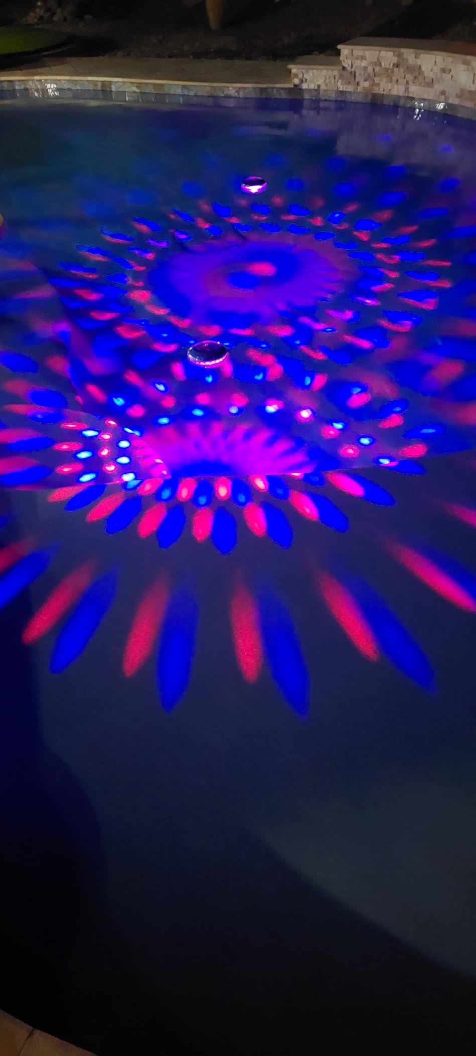FirstE Floating Pool Lights Solar Powered 2PK, 7.6 Inch RGB Color Changing Solar Pool Lights that Float with Up and Down Dynamic Lighting for Pool Party Decor customer photo 1
