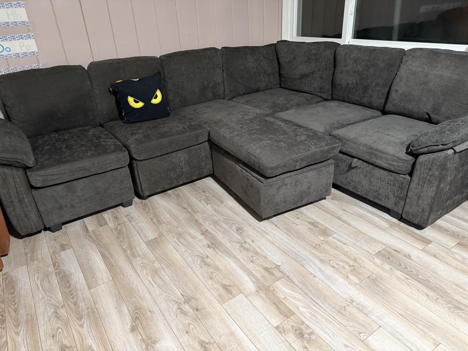 85'' Modular Sectional Sofa with Pull Out Bed, Sleeper Sofa, Dark Gray customer photo 2