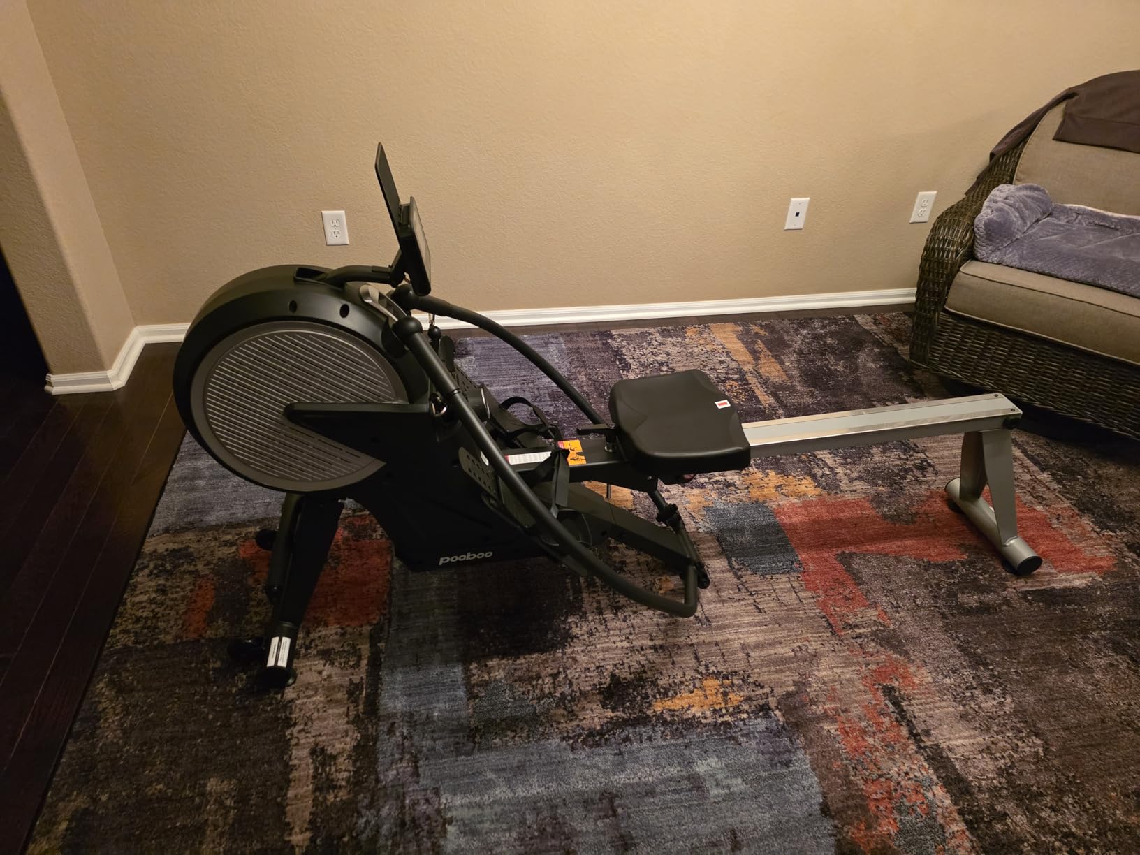 pooboo Dual Scull Rowing Machine with Wind and Magnetic Resistance customer photo 2