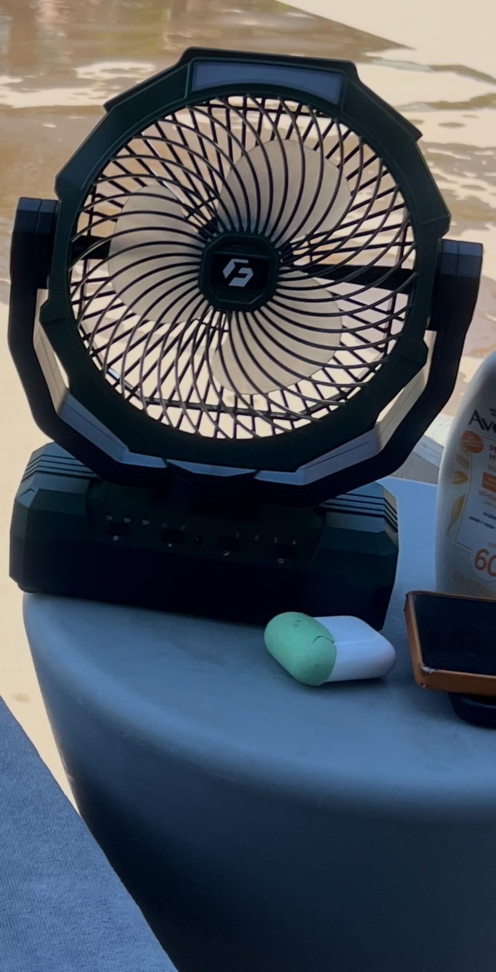 FRIZCOL 3-in-1 Camping Fan - Portable Fans Rechargeable - 24000mAh Battery Powered Fan with Light for Indoor, Outdoor, Tent, Travel, Fishing, Jobsite, Gifts for Men Dad Him - Black customer photo 2