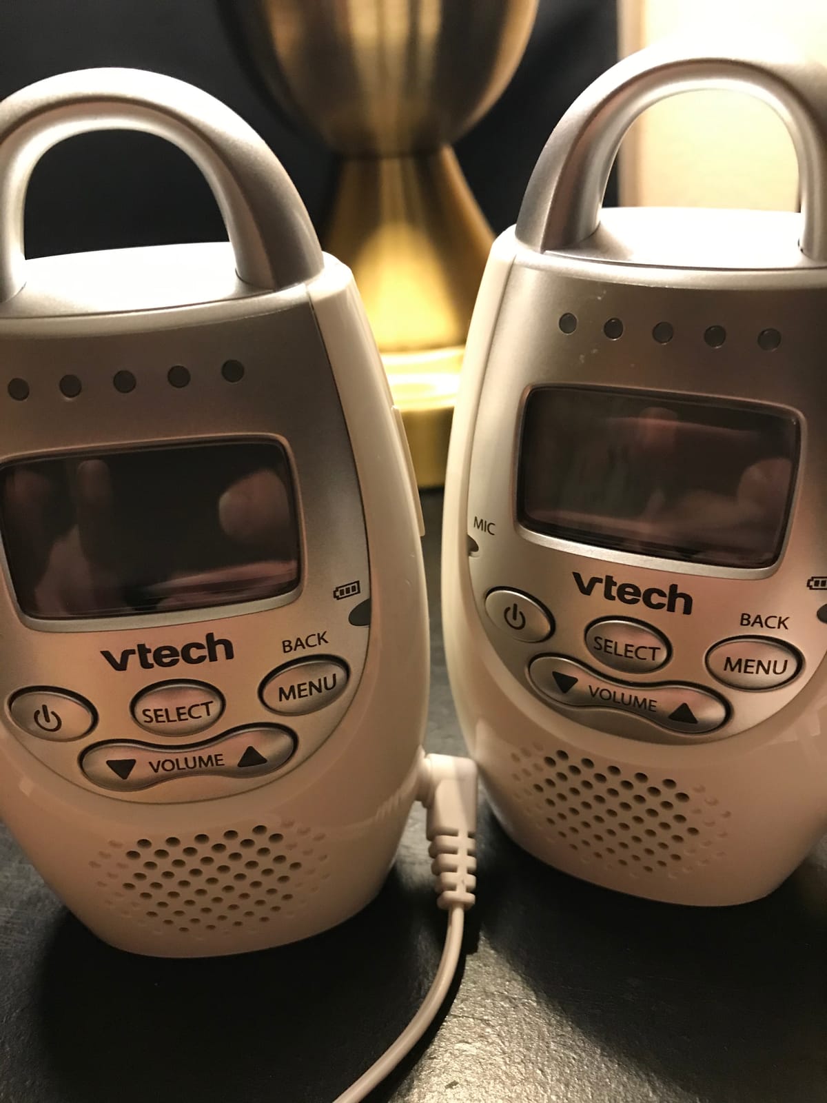 VTech Communications DM221 Audio Baby Monitor with up to 1,000 ft of Range, Vibrating Sound-Alert, Talk Back Intercom & Night Light Loop, White/Silver customer photo 1