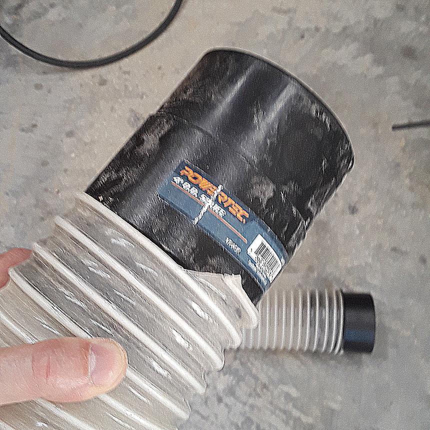 POWERTEC 70123 4-Inch Dust Hose Connector w/Quick Connect Splice Adapter, ABS Plastic, 1PK customer photo 1