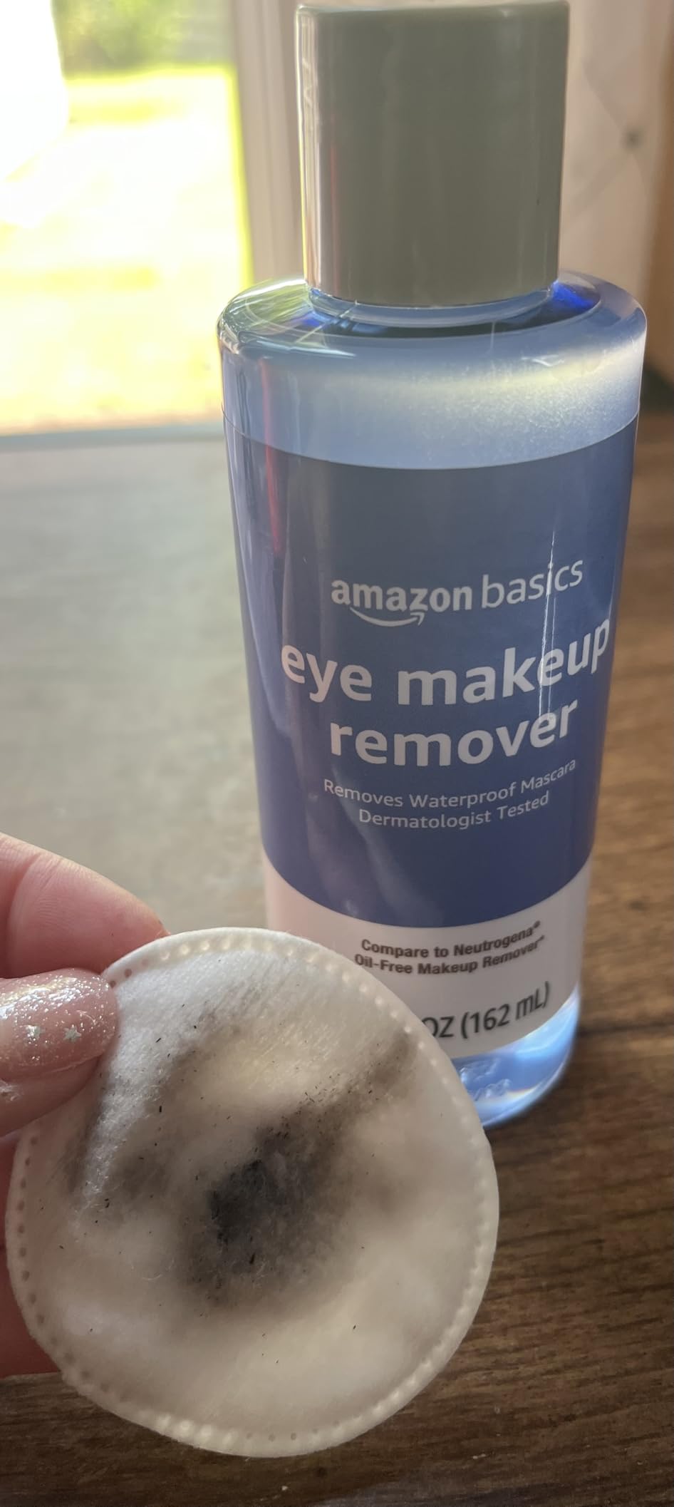 Amazon Basics Eye Makeup Remover, Removes Waterproof Mascara, Dermatologist Tested, Fragrance Free, 5.5 Fl Oz (Pack of 1) customer photo 1