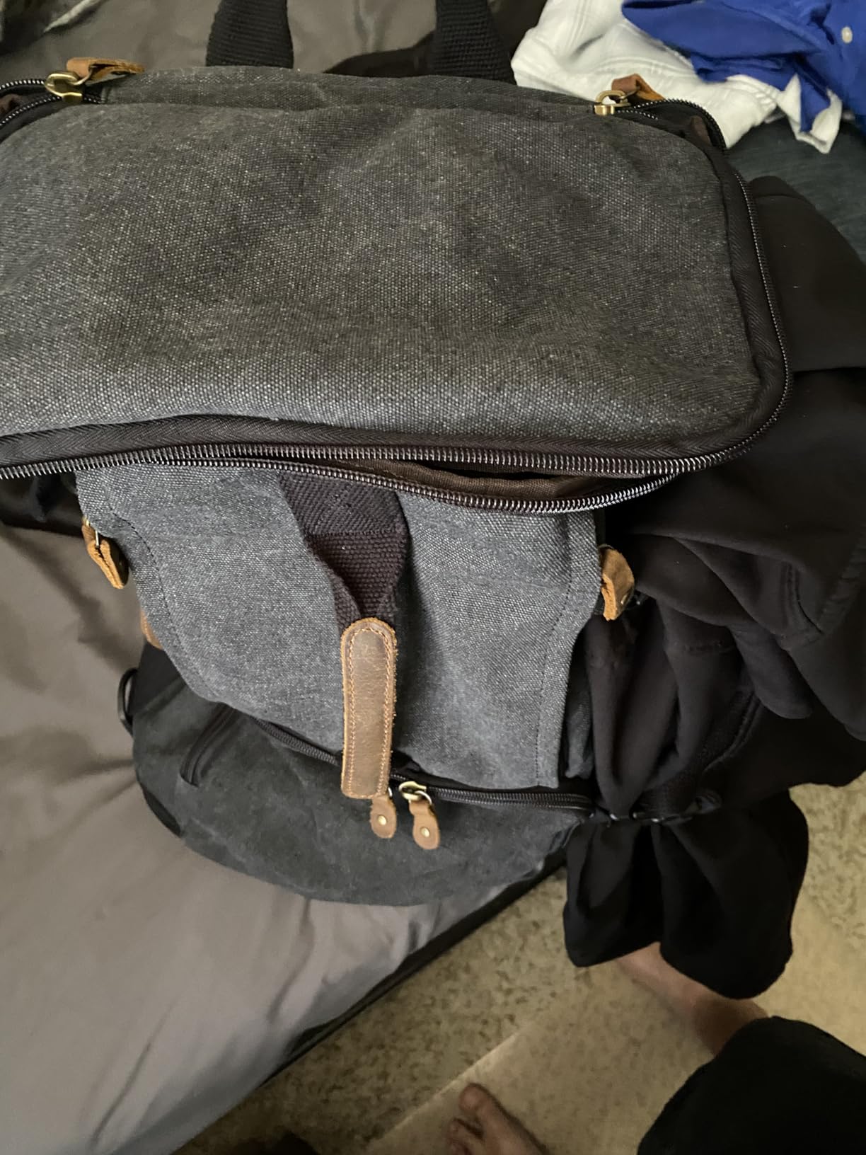 G-FAVOR 40L Travel Backpack for Men, Large Vintage Canvas Rucksack 3 in 1 Convertible Duffel Bag Carry On Backpack Fits for 17.3 Inch Laptop customer photo 1