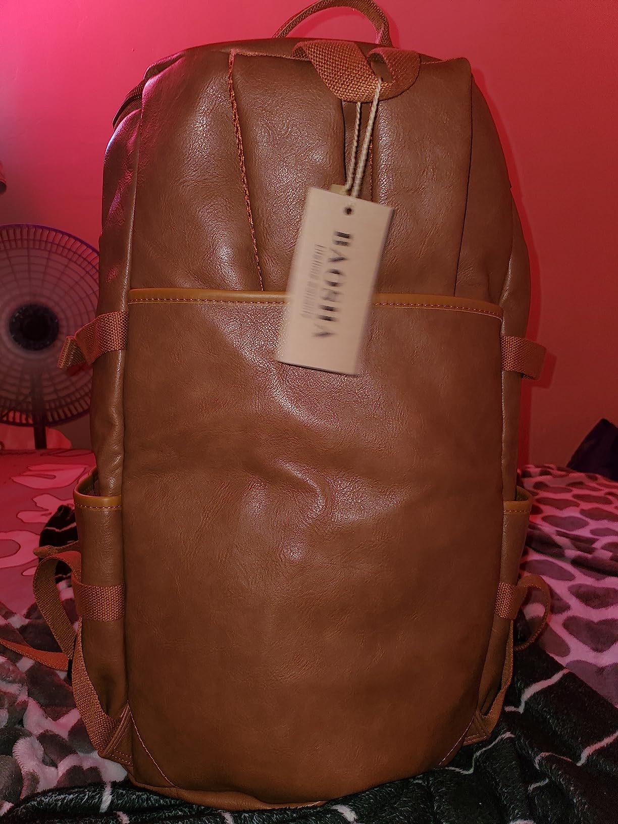 Baosha Stylish Vegan Leather Men Weekender Travel Duffel Tote Bag Backpack Travel Hiking Rucksack Overnight Bag 3-Ways Convertible HB-26 (Brown) customer photo 2