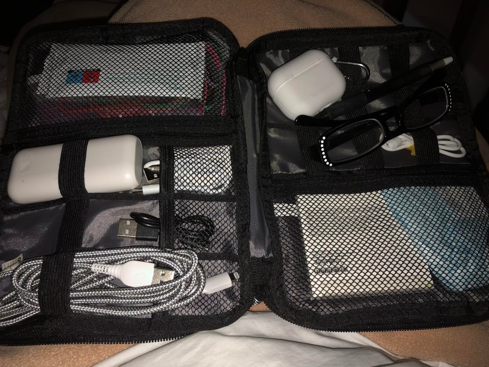 Travel Cable Organizer Bag Waterproof Portable Electronic Accessories Organizer for USB Cable Cord Phone Charger Headset Wire SD Card with 5pcs Cable Ties(Black) customer photo 1