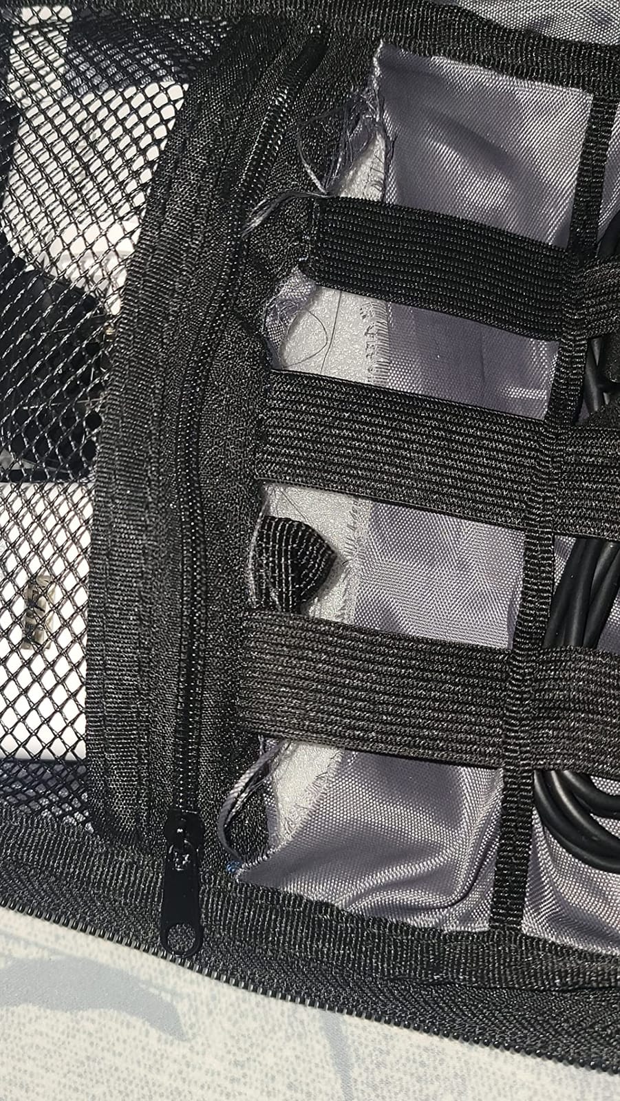 Travel Cable Organizer Bag Waterproof Portable Electronic Accessories Organizer for USB Cable Cord Phone Charger Headset Wire SD Card with 5pcs Cable Ties(Black) customer photo 2