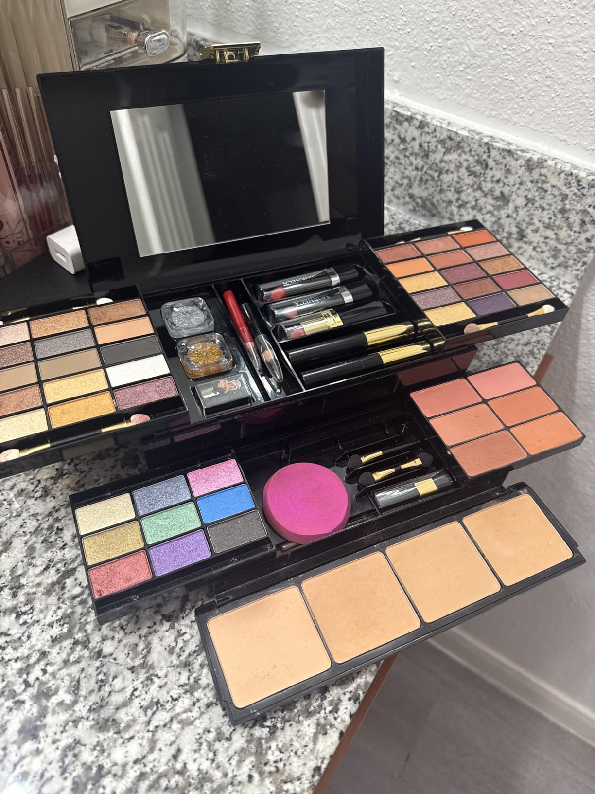 Professional Makeup Kit for Women Full Kit with Mirror 58 Colors All in One Make up Gift Set for Girls Included Eyeshadow,Compact Powder,Blusher,Lipstick,Eyebrow Pencil,Gitter Gel,Eyeliner,Mascara (N) customer photo 2