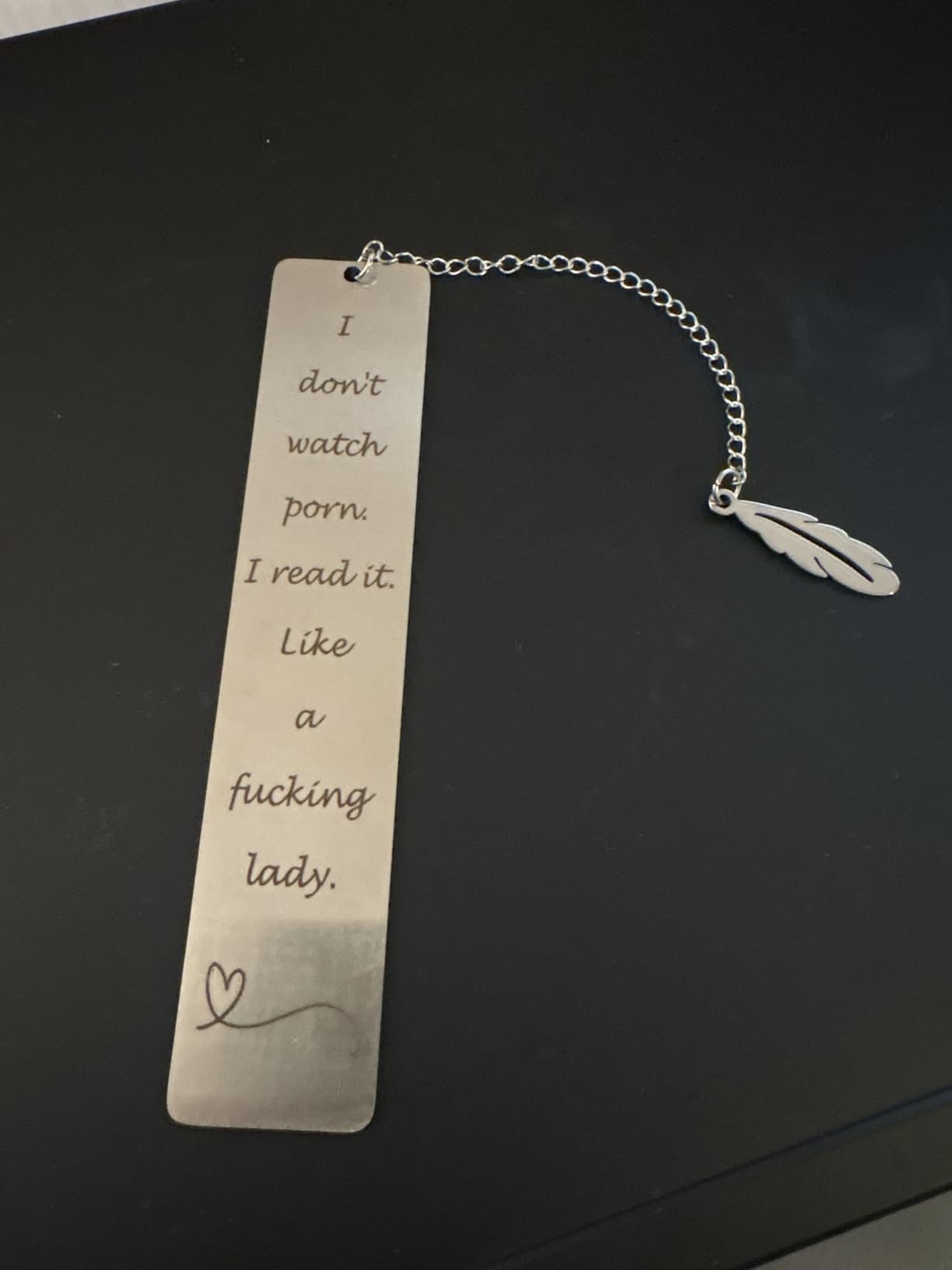 Metal Bookmark Gift, Engraved Stainless Steel Leaf Pendant Book Mark customer photo 1