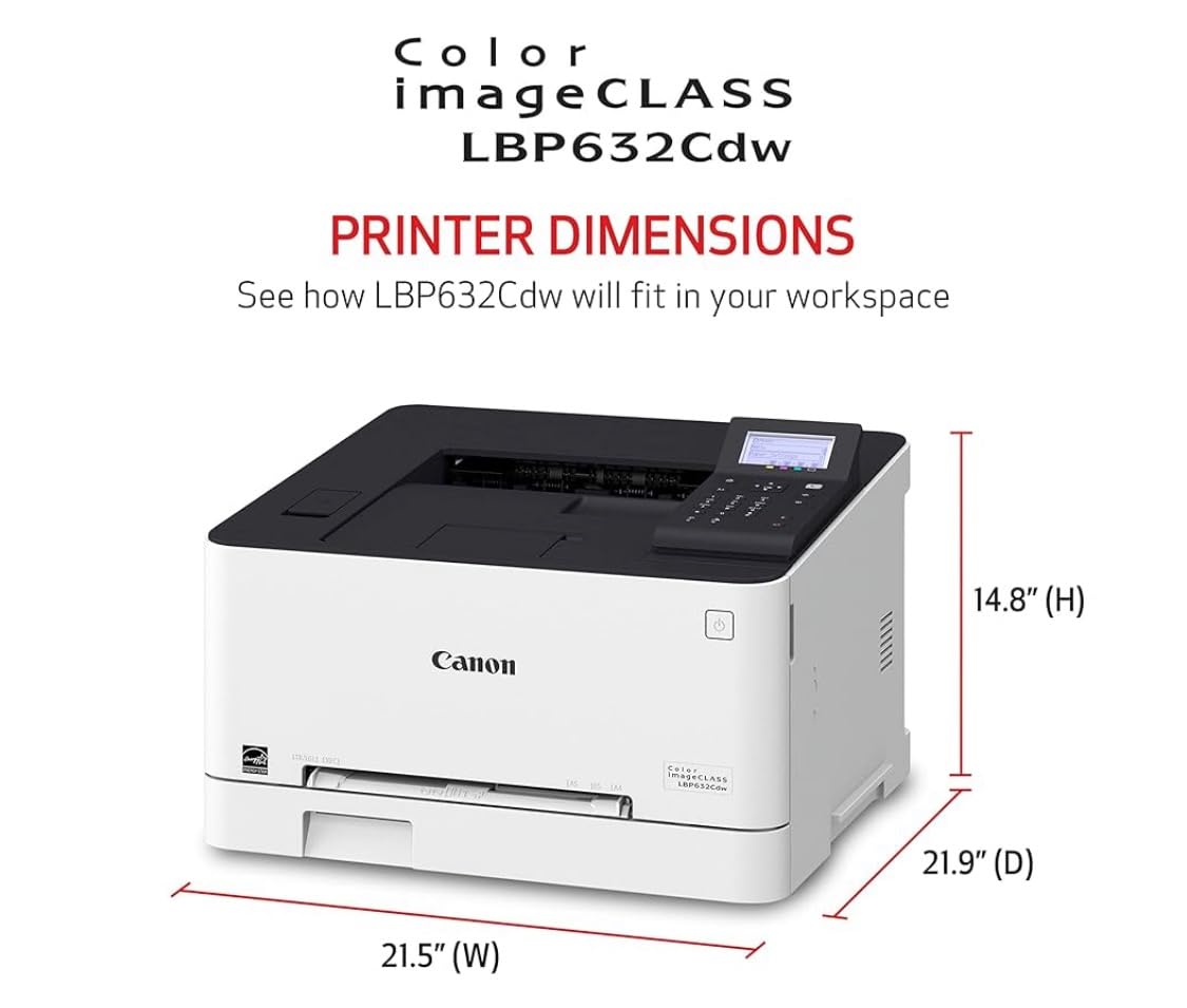Canon imageCLASS LBP632Cdw - Wireless Duplex Color Laser Printer, Single Function, Home Office, Mobile Ready, 22 PPM Color, White customer photo 2