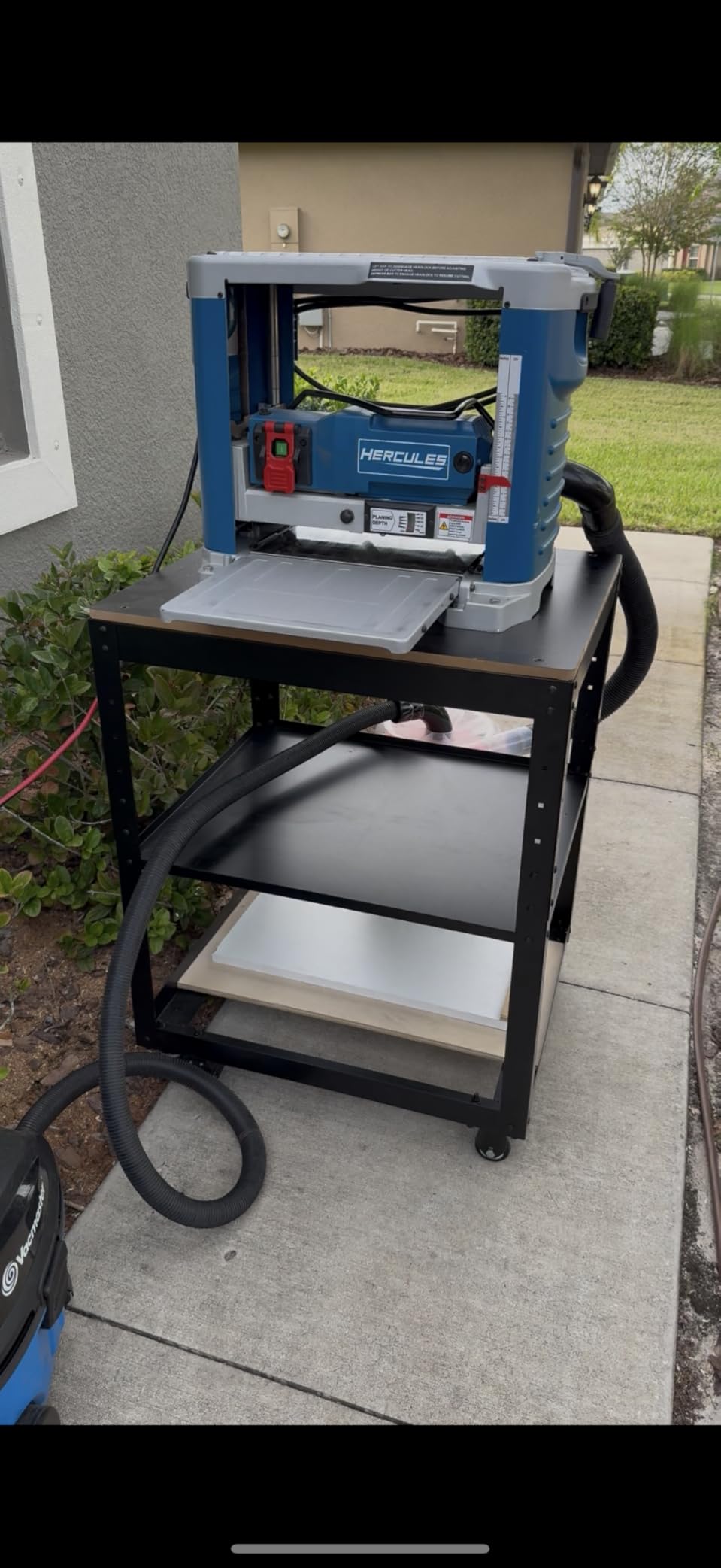 VEVOR Thickness Planer Stand, 100 lbs heavy loads, Three-Gear Height Adjustable Thickness Planer Table,with 4 Stable Casters & Storage Space, for most planers, saws, bench-top machines, power tools customer photo 1