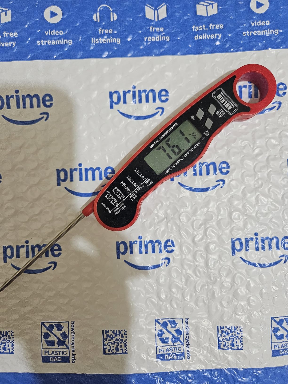 AWLKIM Meat Thermometer Digital, Instant Read Food Thermometer, Red customer photo 1