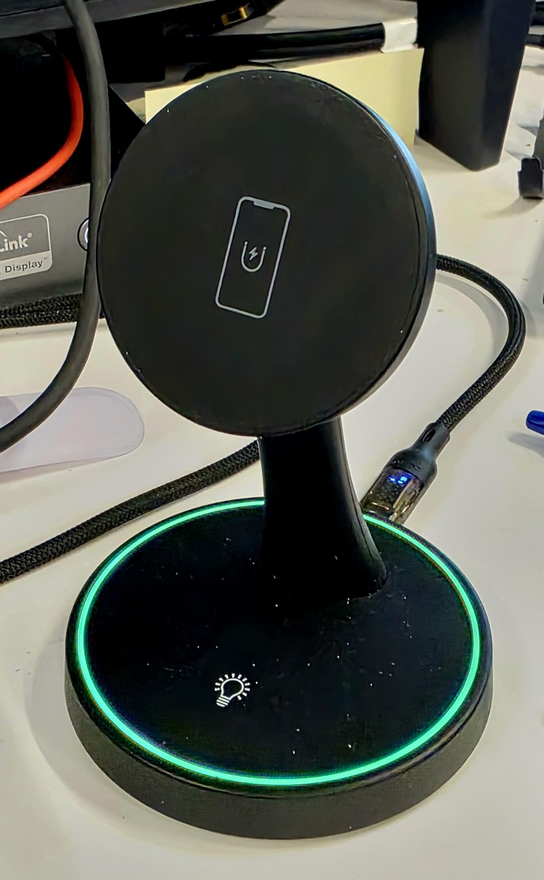 Magnetic Wireless Charger Stand 15W Fast Mag-Safe Charger for iPhone 17/17 pro/ 17 Air/ 17 pro max 16/15/14/13/12 Series Magnet Wireless Charging Station/Pad with Sleep-Friendly Light for AirPods customer photo 1