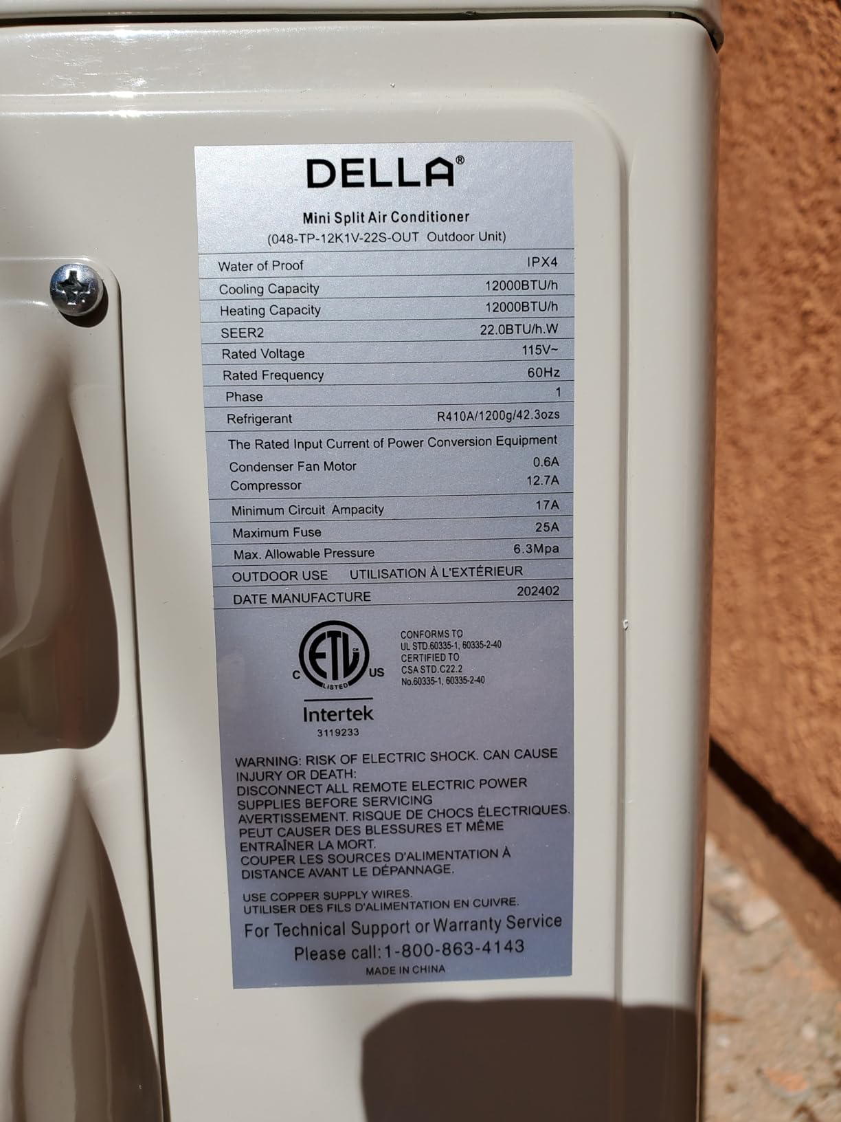 DELLA Optima Series 9,000 BTU Mini Split AC, Hyper Heat Down to -13°F, Up to 400 Sq. Ft, 24 SEER2 115V, Energy Star, WiFi & Alexa, Inverter AC with 0.75 Ton Pre-Charged Heat Pump & 16.4ft Kit customer photo 2