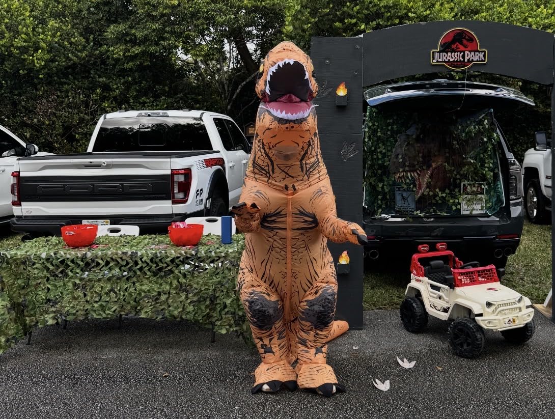 8 Colour Halloween Inflatable Dinosaur Costume Adult Fancy Dinosaur Suit Blow up Trex Costume customer photo 1
