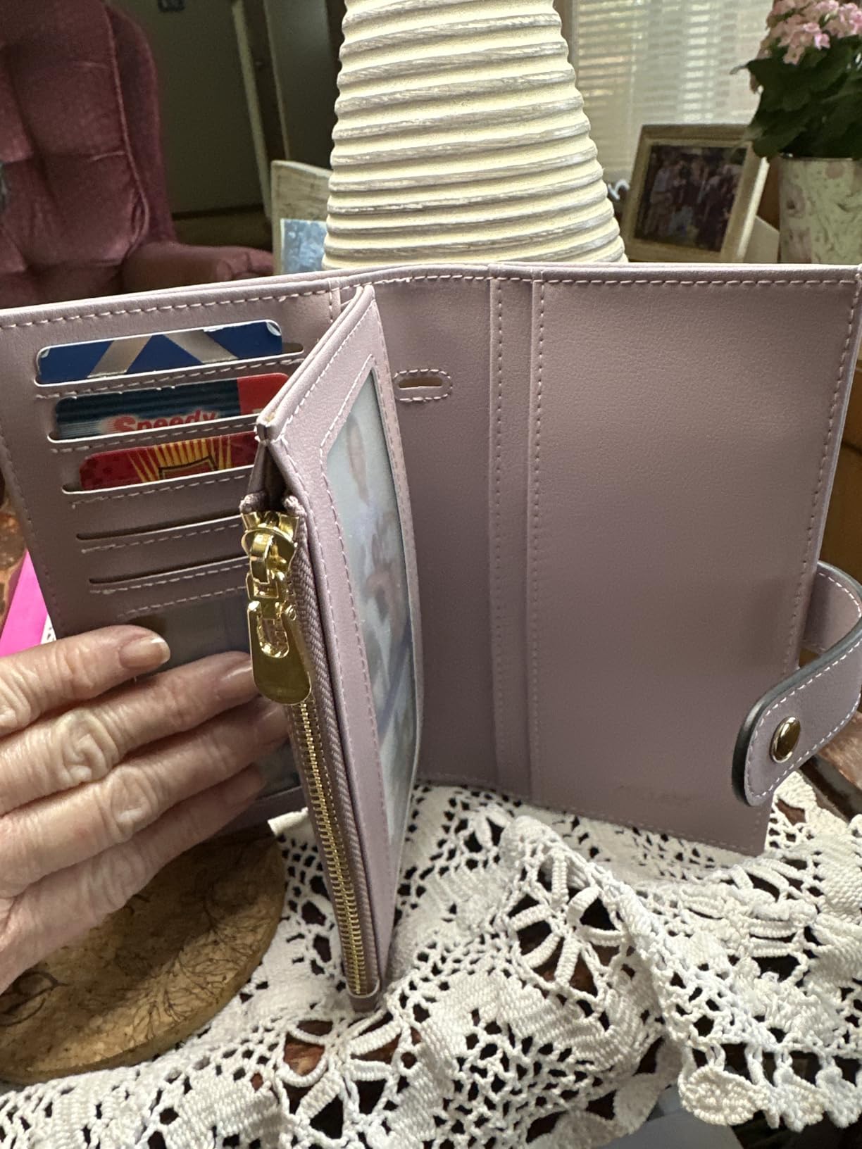 yiijay Women's Wallets RFID Blocking Leather Trifold Clutch Wallet Credit Card Holder Ladies Travel Wallet Purse with Passport/Pen Holder customer photo 1