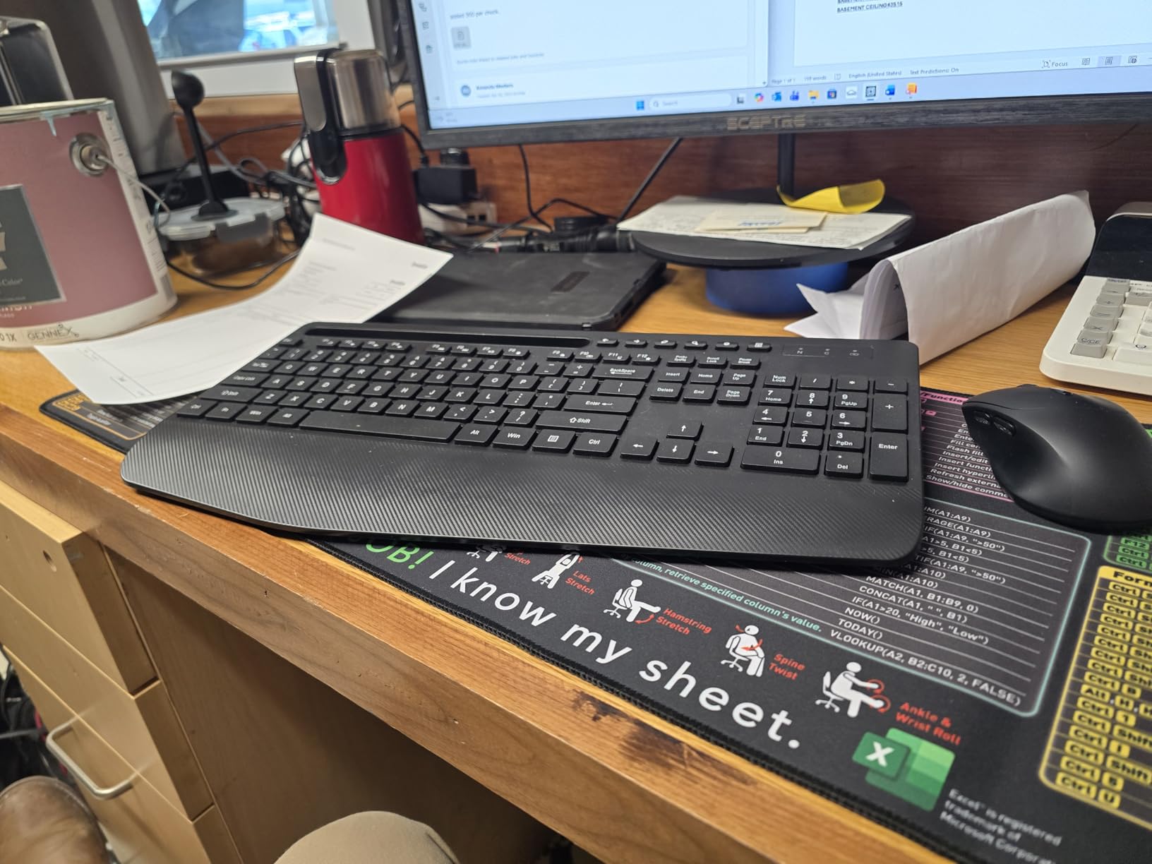 SABLUTE Wireless Keyboard and Mouse Combo with Large Print, Ergo Wrist Rest customer photo 1