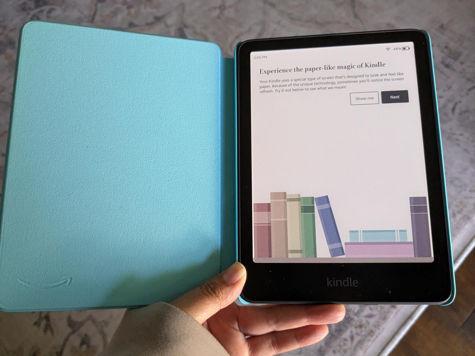 Amazon Kindle Colorsoft Kids 16 GB (newest model) – Lightweight, compact, and designed for reading—no apps, videos, or games. – with cover, Fantasy River customer photo 2
