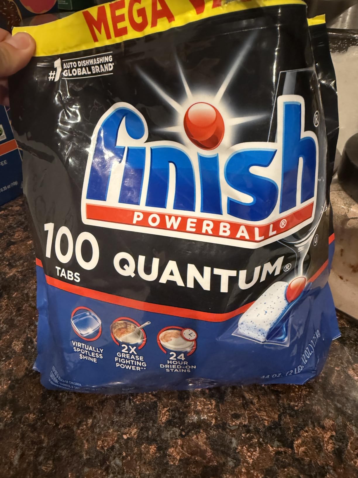 Finish Quantum Dishwasher Pods, No Pre-Rinse Dishwasher Detergent Soap Removes 24HR Dried-On Stain and Grease, Leaving a Virtually Spotless Shine, 100 Count customer photo 1