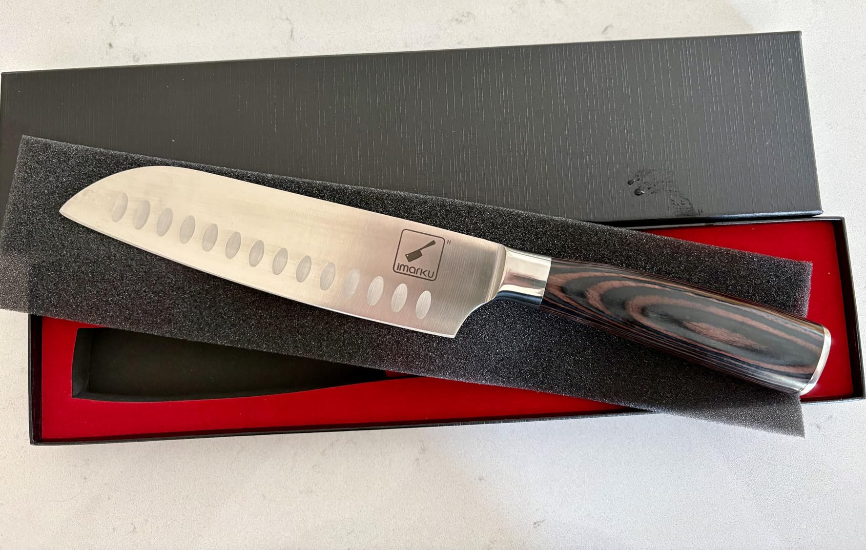 imarku Santoku Knife 5 Inch, Ultra Sharp Chef Knife with Pakkawood Handle customer photo 2